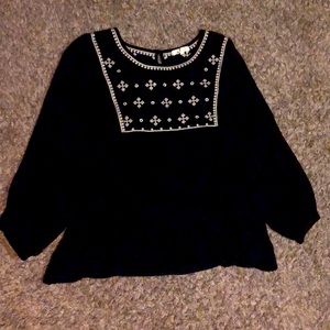 Black embroidery top from ShopHenly, Size Large
